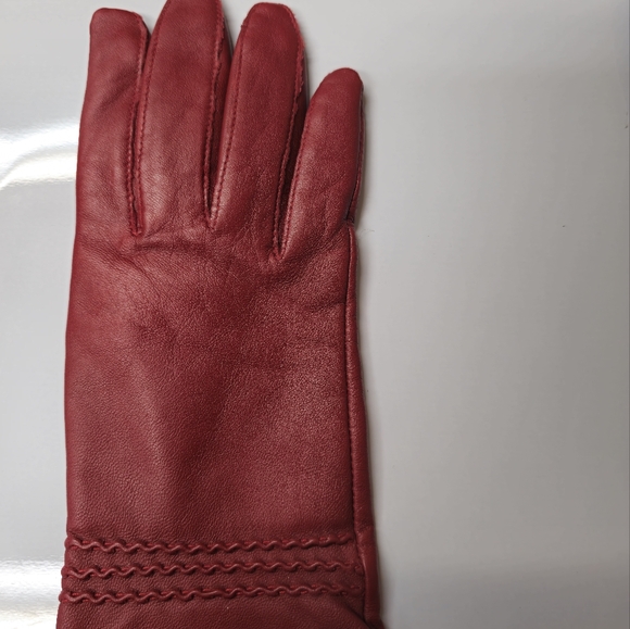 Etienne Red Professional Leather Shell Cashmere Lining Medium Size Vintage - Picture 2 of 10